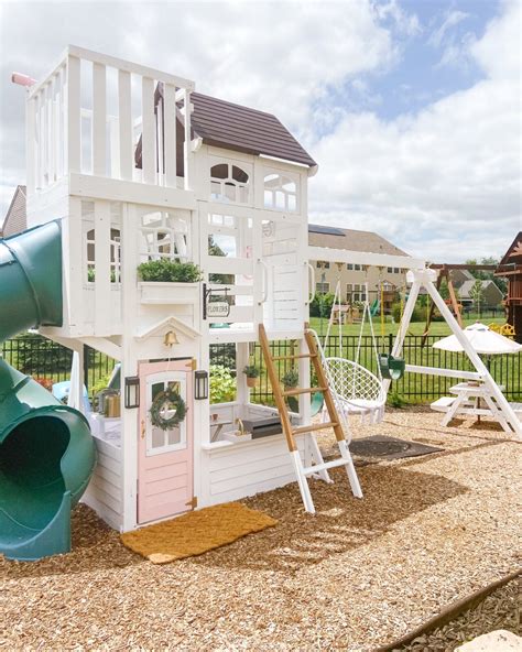 black and white outdoor playset